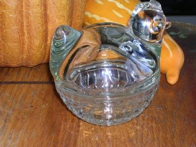   HOCKING HEN on NEST Covered Dish GLASS CURIOS CHICKEN ROOSTER  