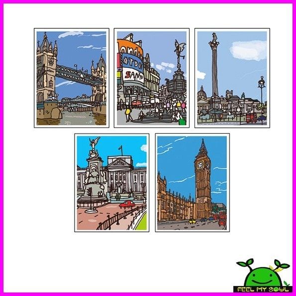 Ikea Art Card Photo Print Picture London City 5PC New  