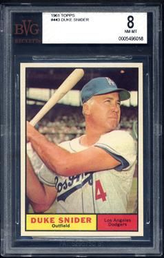 1961 Topps #443 Duke Snider Graded BVG 8 NM/MT Near Mint ~ Centered 