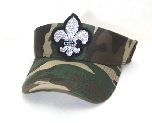 FLEUR DE LIS SAINTS CAMO TENNIS GOLF BLACK VISOR HAT  