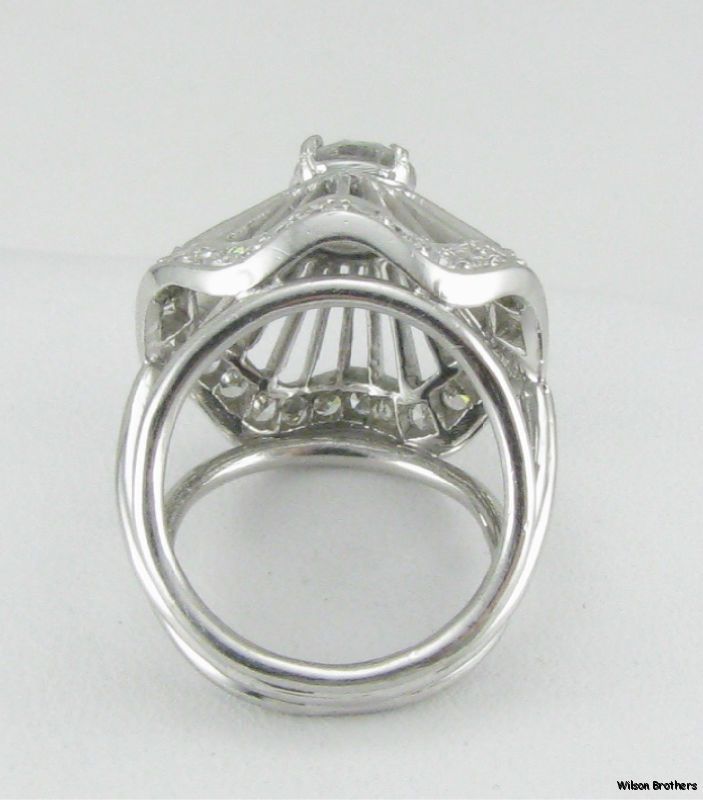   Genuine Diamond 1.58ctw Vintage Estate Ring   Platinum Unique Cocktail