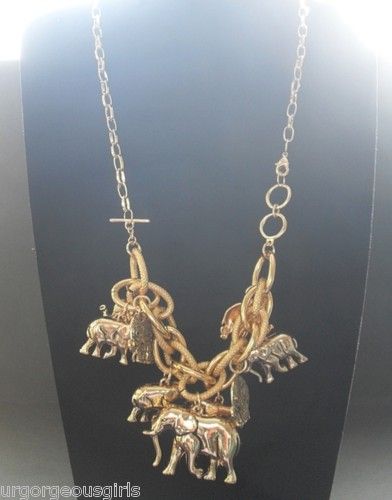 Lucky 9 of Giant Elephant Gold Plated Chain Necklace  