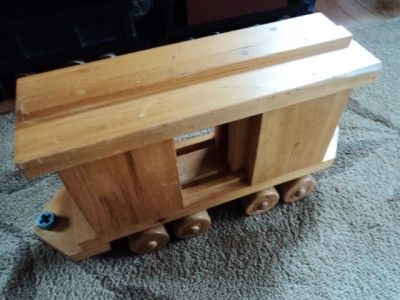 Vintage Folk Art Wooden Train Set 5ft + long Handcrafted Wood 4 4 0 