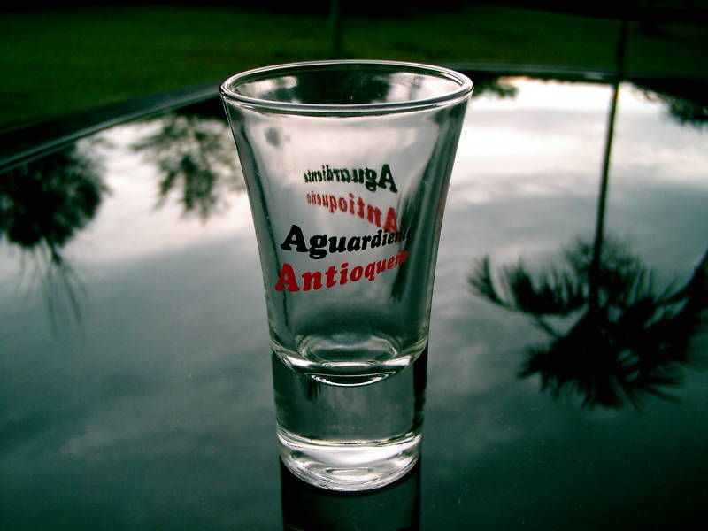 AGUARDIENTE ANTIOQUENO SHOOTER / SHOT TALL GLASS 3 1/2 INCHES TALL 