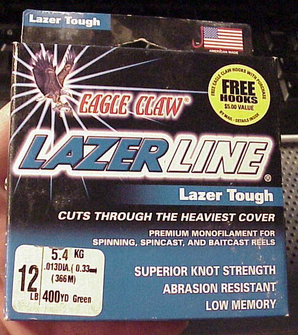 EAGLE CLAW LAZER FISHING LINE 12 LB TEST 400 YDS GREEN  