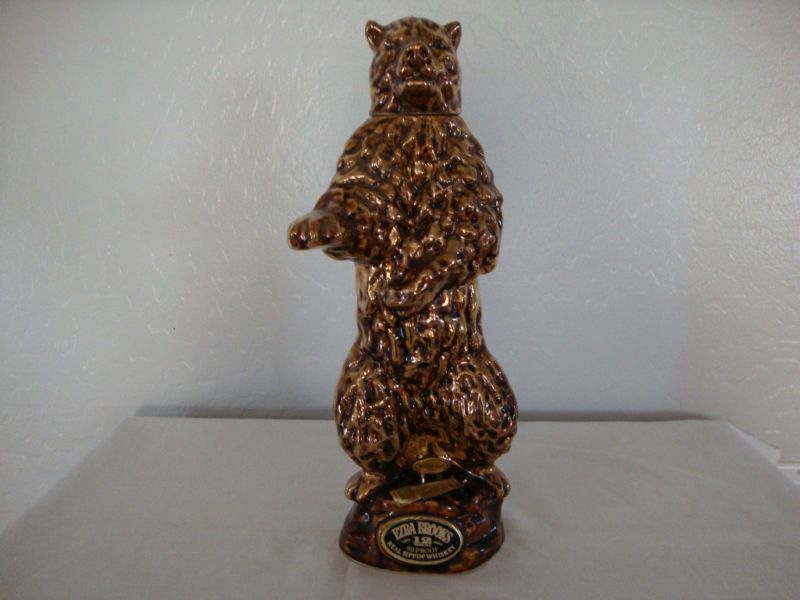 1968 EZRA BROOKS Metallic Brown BEAR Decanter Bottle  