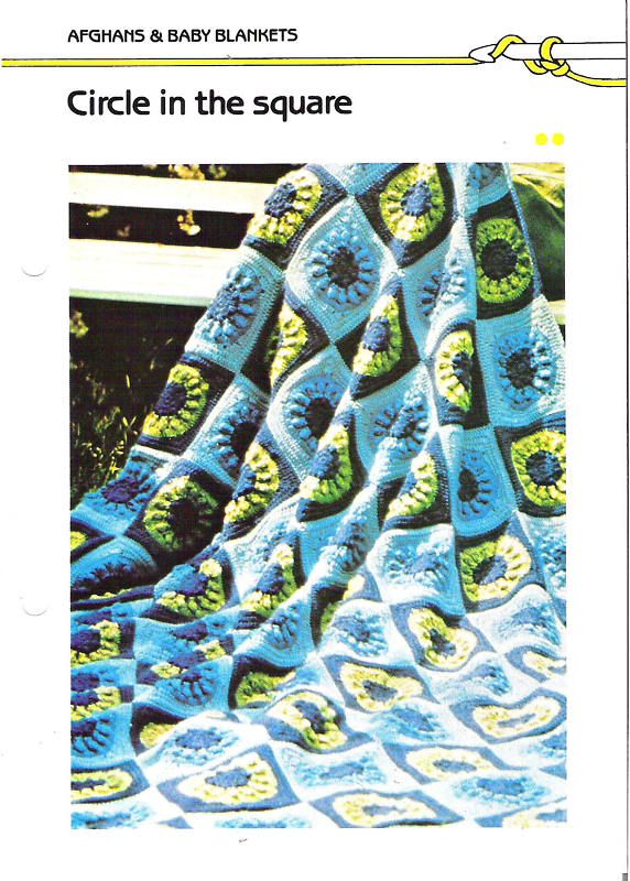 Crochet Pattern ~ CIRCLE IN THE SQUARE AFGHAN ~  