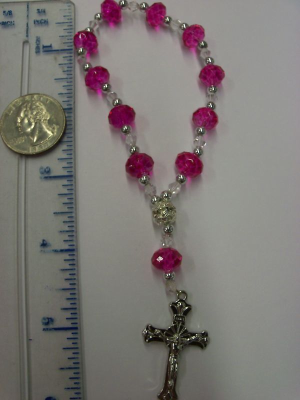new HOT PINK bracelet rosary wedding favors remembrance  