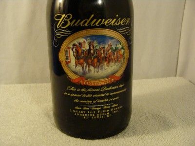 2001 BUDWEISER COMMEMERATIVE BOTTLE & 4 GLASS SET EXLNT  