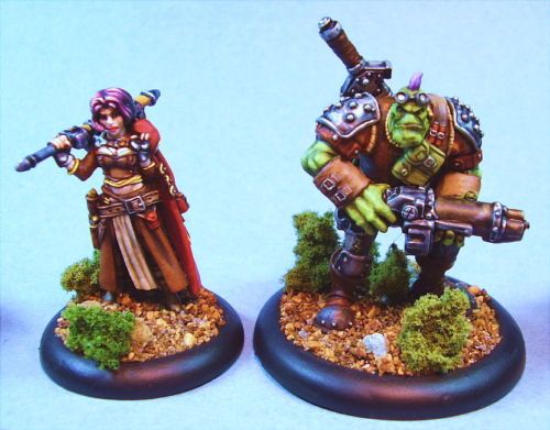 Warmachine painted miniature Dannon Blythe & Bull Mercs  