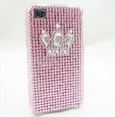 Bling Pink Crown Front/Back Cover Case for iphone 4 NEW  