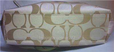 NEW COACH PURSE 18335 BEIGE KHAKI WHITE SIGNATURE TOTE SHOPPER BAG 