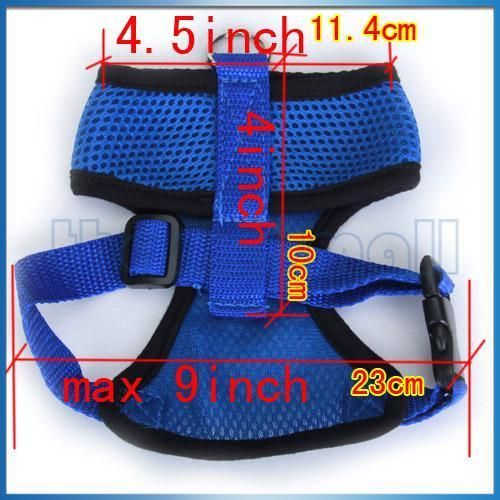 Dog Pet Soft Mesh Safety Harness Vest Clothes M Blue  