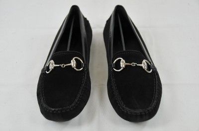 GUCCI DRIVING MOCCASIN BLACK SUEDE HORSEBIT 37 / 7 US $395 (GG356 