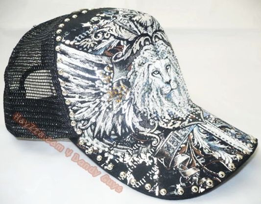 New Lion And Wings Trucker Hat With Rhinestones Cap ADJ  