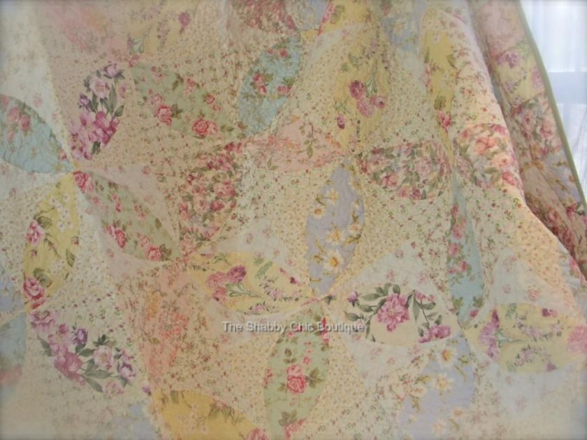 Shabby French Chic Country Patchwork 4P Full Queen Quilt, Shams, Toss 