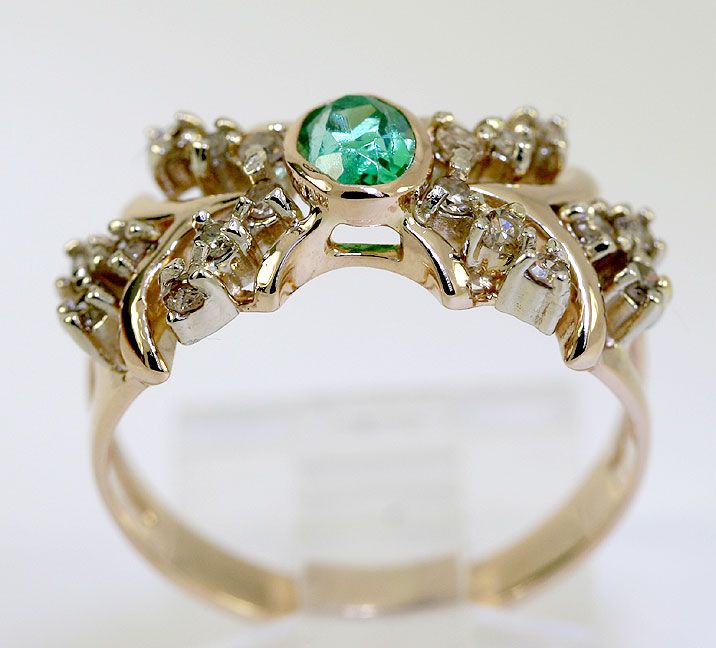   STYLE 1CT FANCY DIAMOND EMERALD FILIGREE 14K YELLOW GOLD RING  