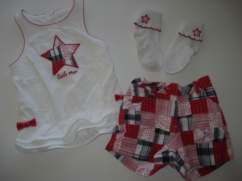 Janie & Jack All American Star Top Shorts Sock 3T MW  