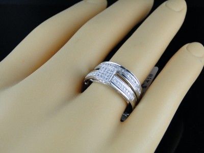 BRIDAL ENGAGEMENT ROUND CUT DIAMOND RING TRIO BAND SET  