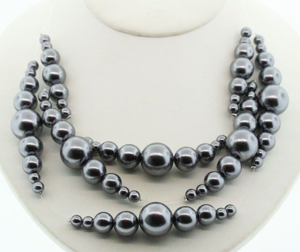 CHICOS CORRINE 3 Strand ILLUSION NECKLACE ~ Gray  