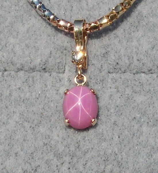 VINTAGE LINDE LINDY PINK STAR SAPPHIRE CREATED PENDANT  