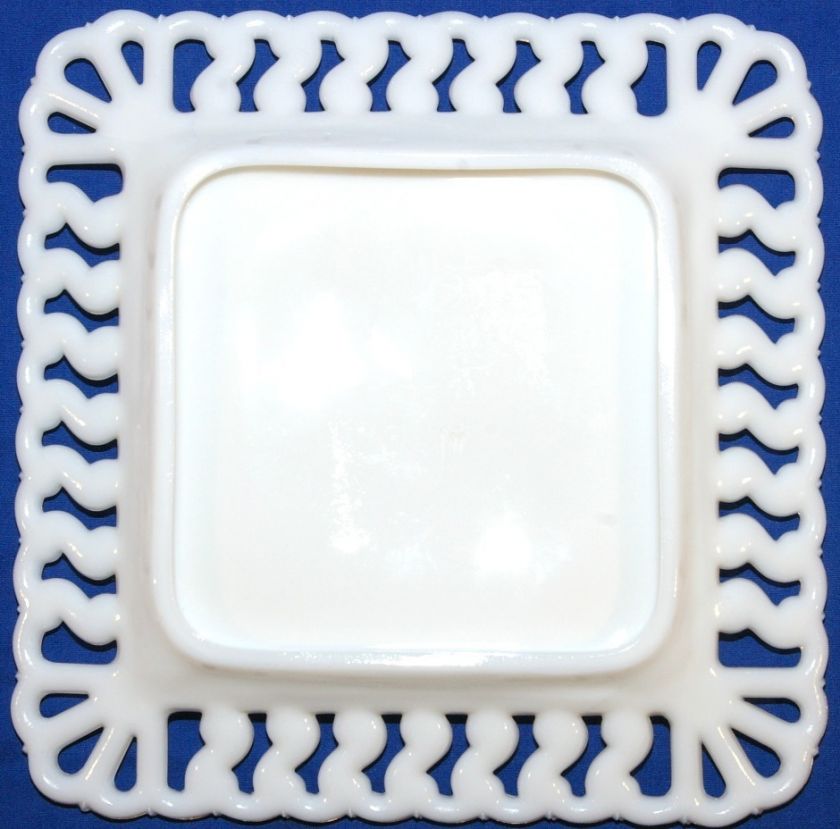 Vtg Westmoreland Glass Square S Lattice Milk Glass Salad Plate 
