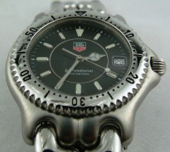   Heuer Link SEL Black Dial Quartz Steel Full Size Mens WG1118  