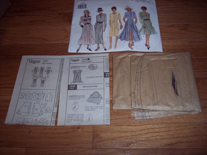 vogue Sewing Pattern 1147 14 16 18 90s Summer DRESS Vintage Clothing 