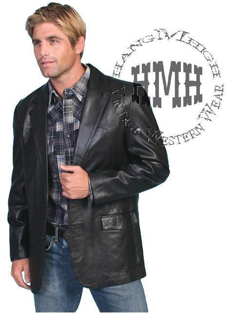   Scully Oakridge Western Cowboy Leather Coat Jacket Blazer Black  