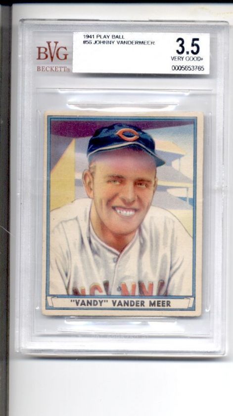 1941 PLAYBALL #56 JOHNNY VANDERMEER BVG BGS PSA 3.5 VG+  