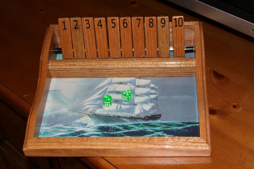 HANDMADE CUSTOM oak shut the box dice game  