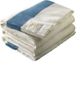 Hudsons Bay Authentic Blanket Blue Wool 6 Point Queen  