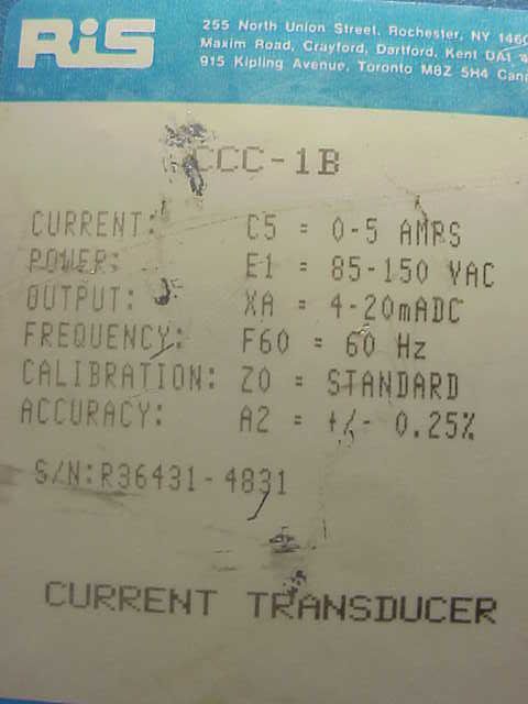 ROCHESTER INSTRUMENT SYSTEMS CCC 18 CURRENT TRANSDUCER  