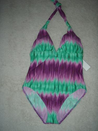 FLIRTY QUICKSILVER LEILANI GREEN PURPLE SWIMSUIT 6  