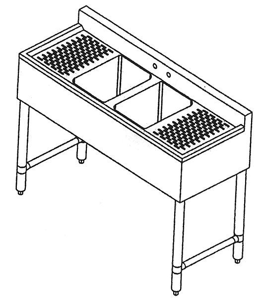 Two (2) Compartment Bar Sink Compact Two DBs NSF  