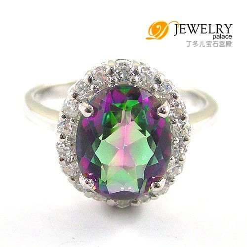 LUXURY 2.5ct Rainbow Colored Topaz Ring 925 Sterling Silver Size 6 7 8 