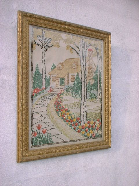 Lovely Antique/Vintage Framed needlepoint  