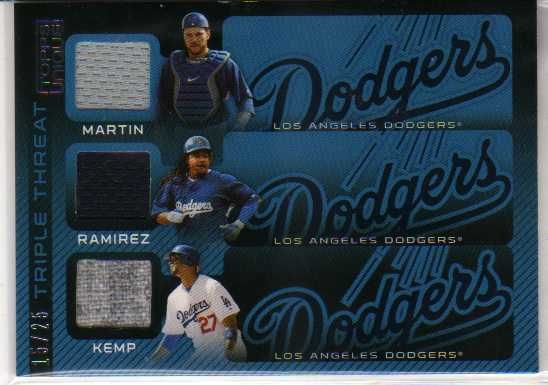 2009 TOPPS UNIQUE RUSSELL MARTIN MANNY RAMIREZ MATT KEMP TRIPLE JERSEY 