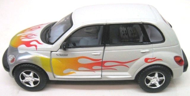 Kinsmart Chrysler PT Cruiser With Flames White 1/34  