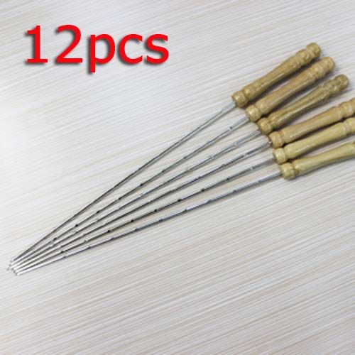 Set of 12 PCS New Stainless Steel Flat BBQ Skewers  