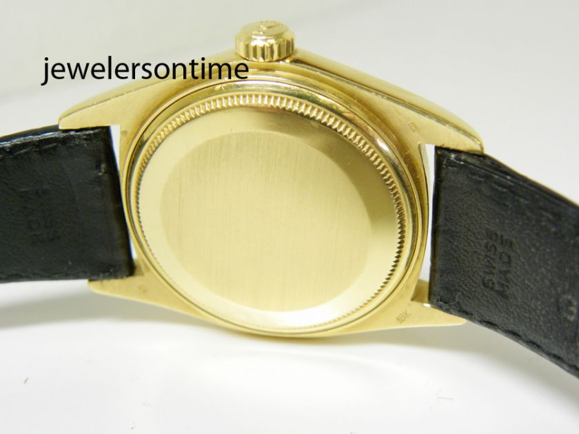   18K YG Datejust. White Bold Roman. Leather strap. ref# 16018  