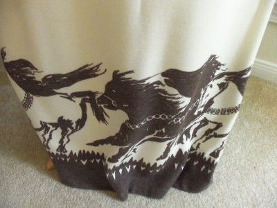   Winter Wht Skirt W/Handpainted Racing Horse Scene Md In Finland  