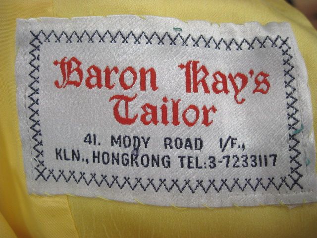 VNTG BARON KAY Yellow Satin Blazer Shell Skirt Suit S  