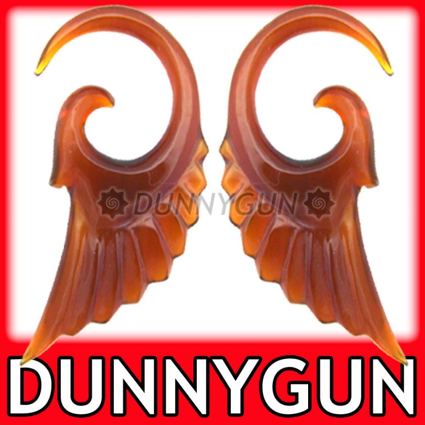 4G SERAPHIM WING SPIRAL TAPER RED HORN PLUGS 4 gauge  