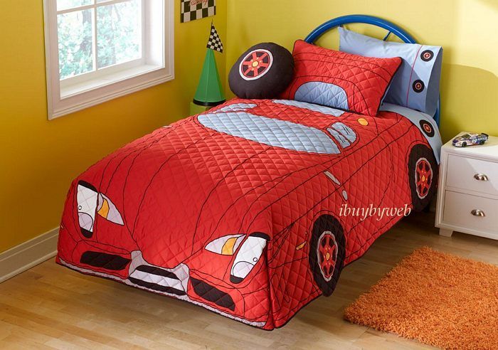 My New Red Car Boys Twin Quilt Sham Bedding Set NEW  