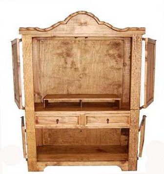 Honey Rustic Rope Armoire Media Cabinet  