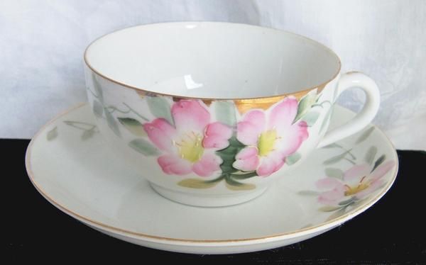 NORITAKE AZALEA 1918 VTG CUP SAUCER 19322 GREEN MARK  