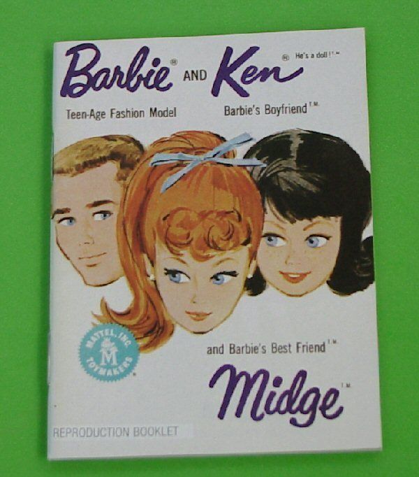 BARBIE, KEN, MIDGE White FASHIONS BOOKLET VINTAGE Repro  