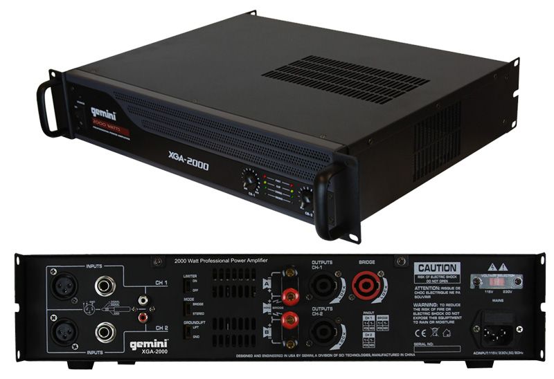 DJ PRO SYSTEM (2) BEHRINGER VS1220 SPEAKERS, GEMINI XGA 2000 AMP 