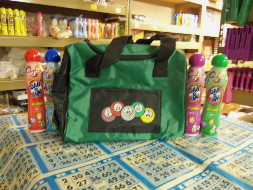 BINGO TOTE BAG SALE $9.99  BINGO CALLS  GREEN COLOR + 4 DAB O INK 